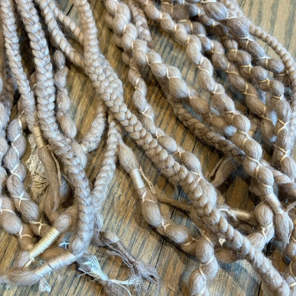 NWOT 9 Braided Double-ended Alpaca Wool Hair Extensions in Almond - Set